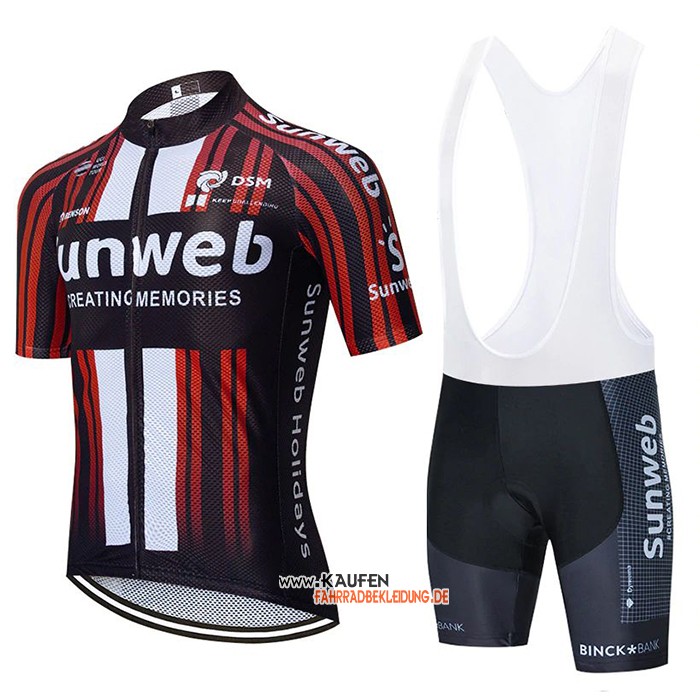 Sunweb Kurzarmtrikot 2020 und Kurze Tragerhose Shwarz Rot